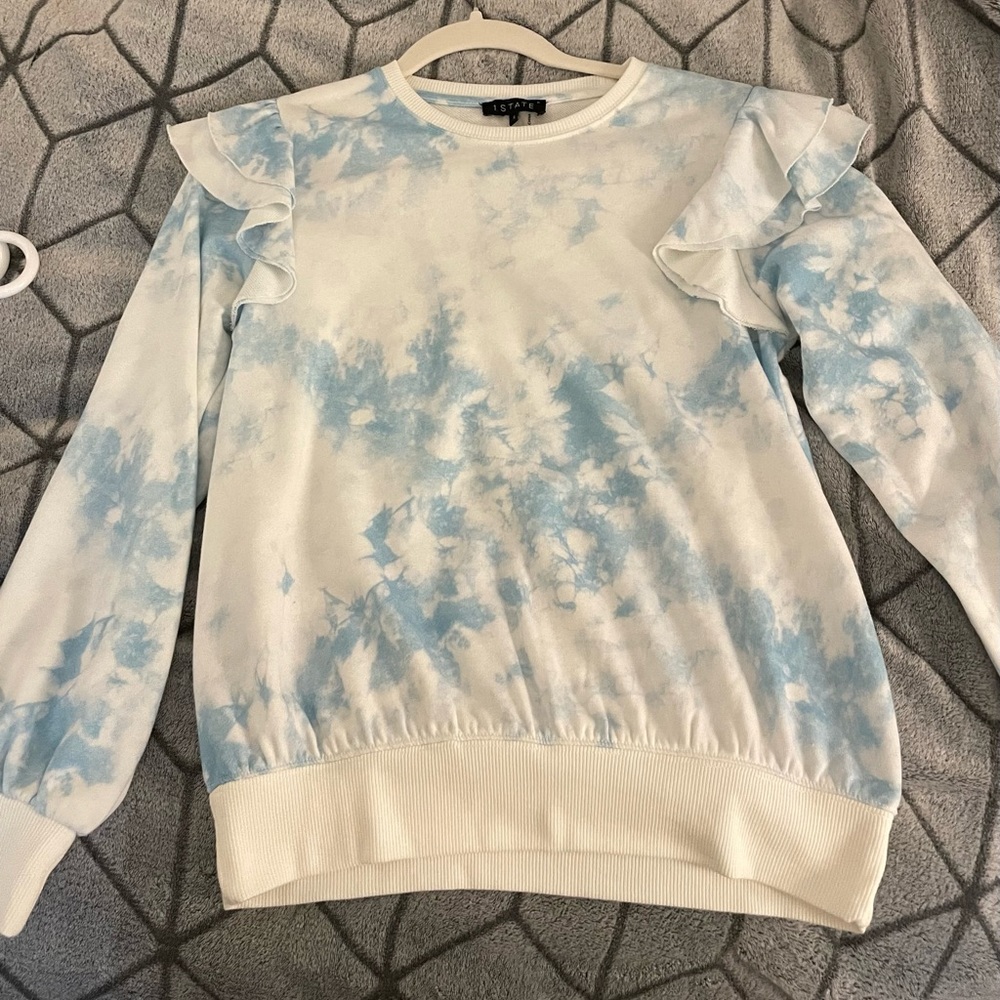 1 State blue tie dye sweatshirt